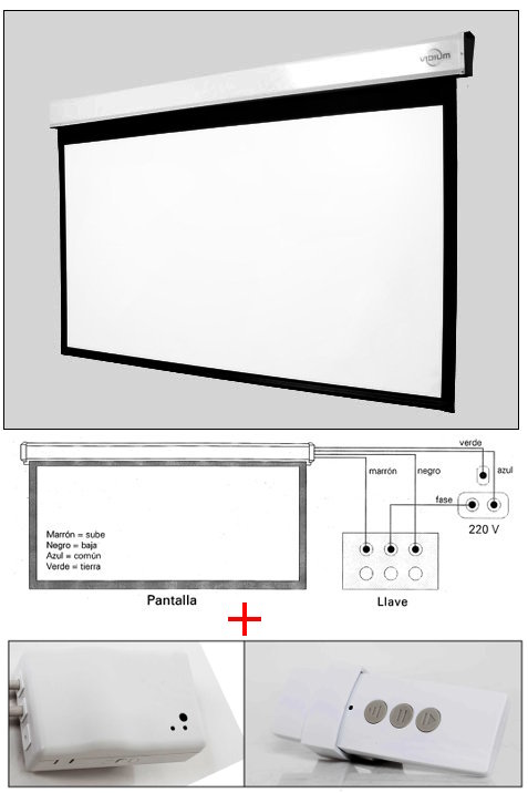 Pantalla de proyección para colgar de 300 x 169 cm (16/9), motorizada, con control remoto cableado GS135WS