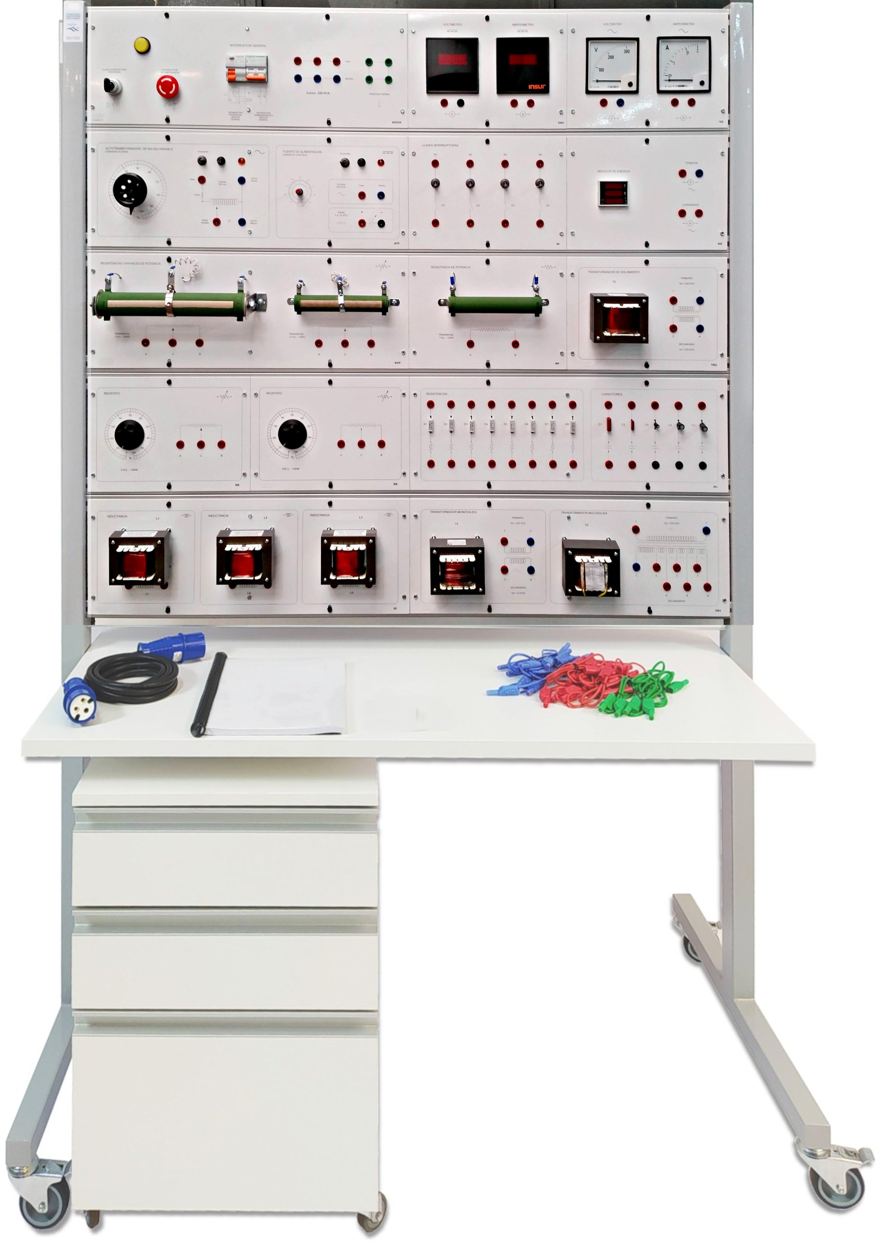 Tablero autoportante p/prácticas de Electrotecnia y Mediciones Eléctricas ELECTRO 11 TP20C