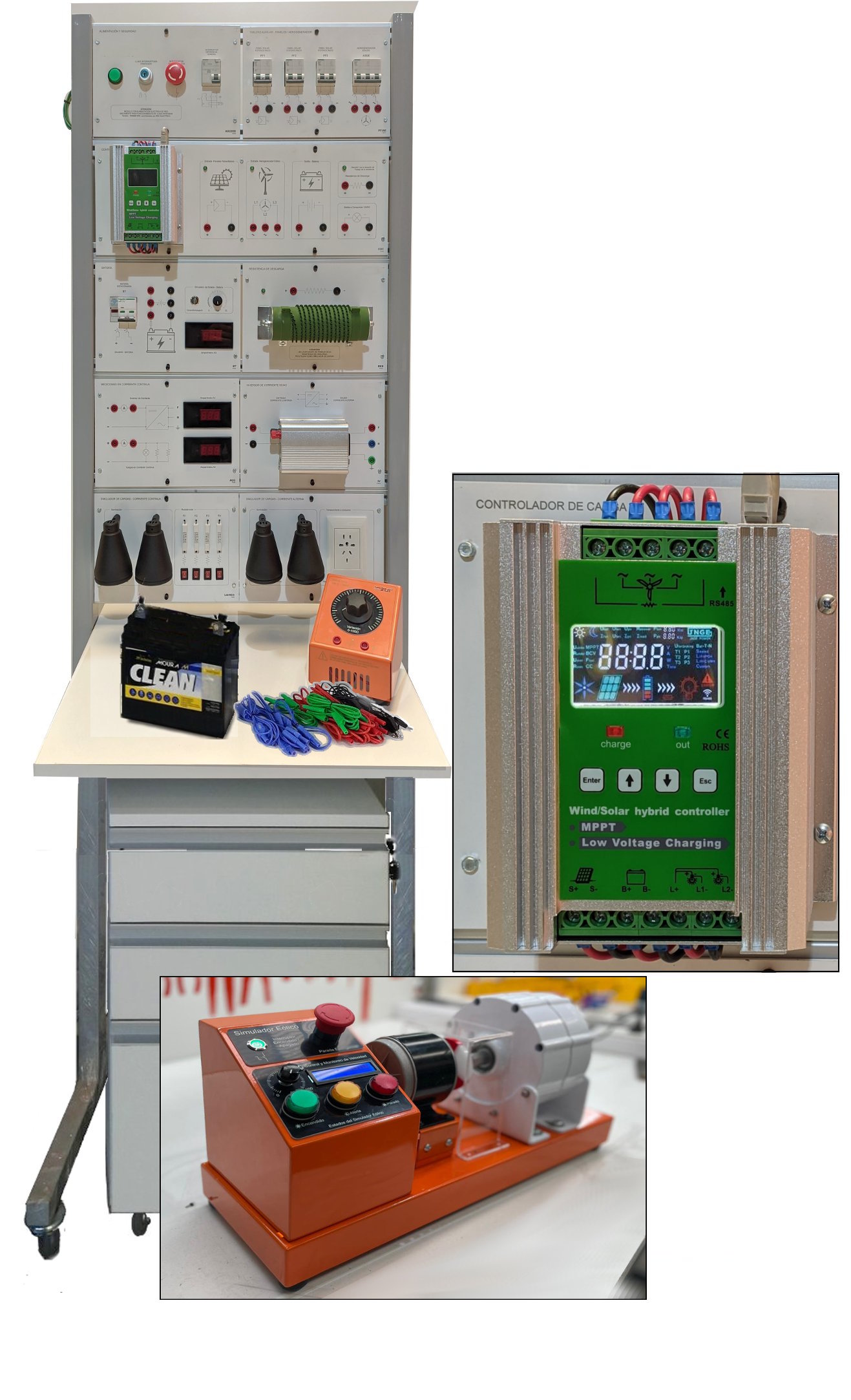 Estudio avanzado de energía eólica con generador, almacenamiento, inversor y bastidor autoportante EOL 25 TP10C b