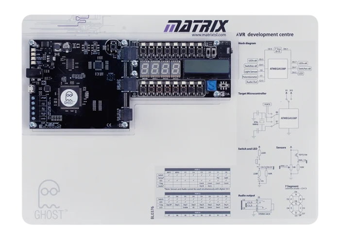 Placa de desarrollo AVR con panel mímico BL0518