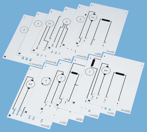 Juego de placas serigrafiadas con diagramas mímicos de la familia ELM LD 72783