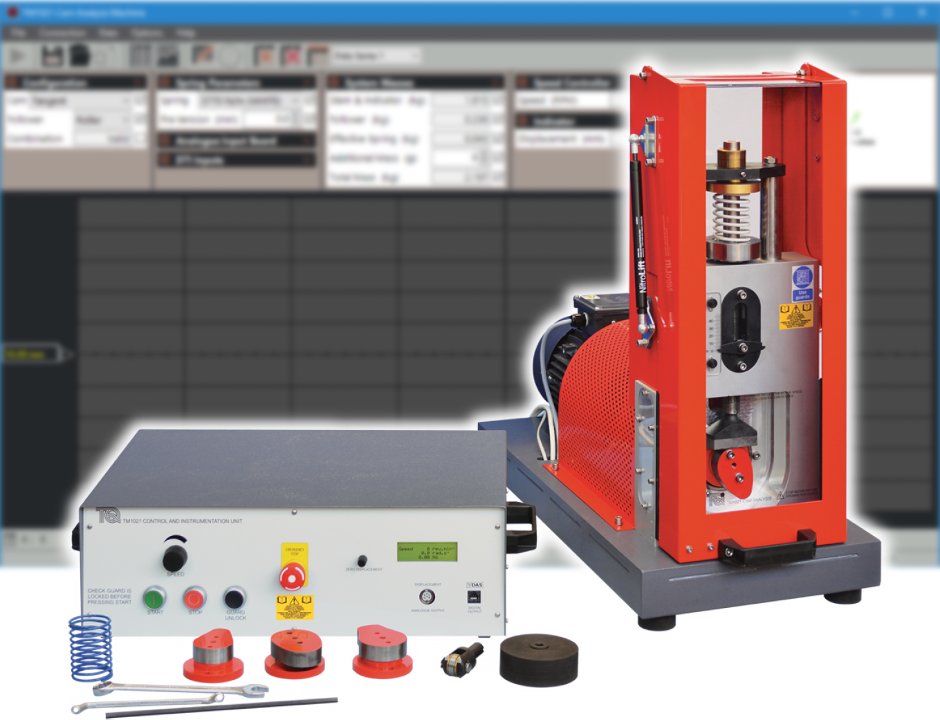 Máquina p/estudiar la transformación de movimentos rotacionales en lineales con un árbol de levas TM1021V