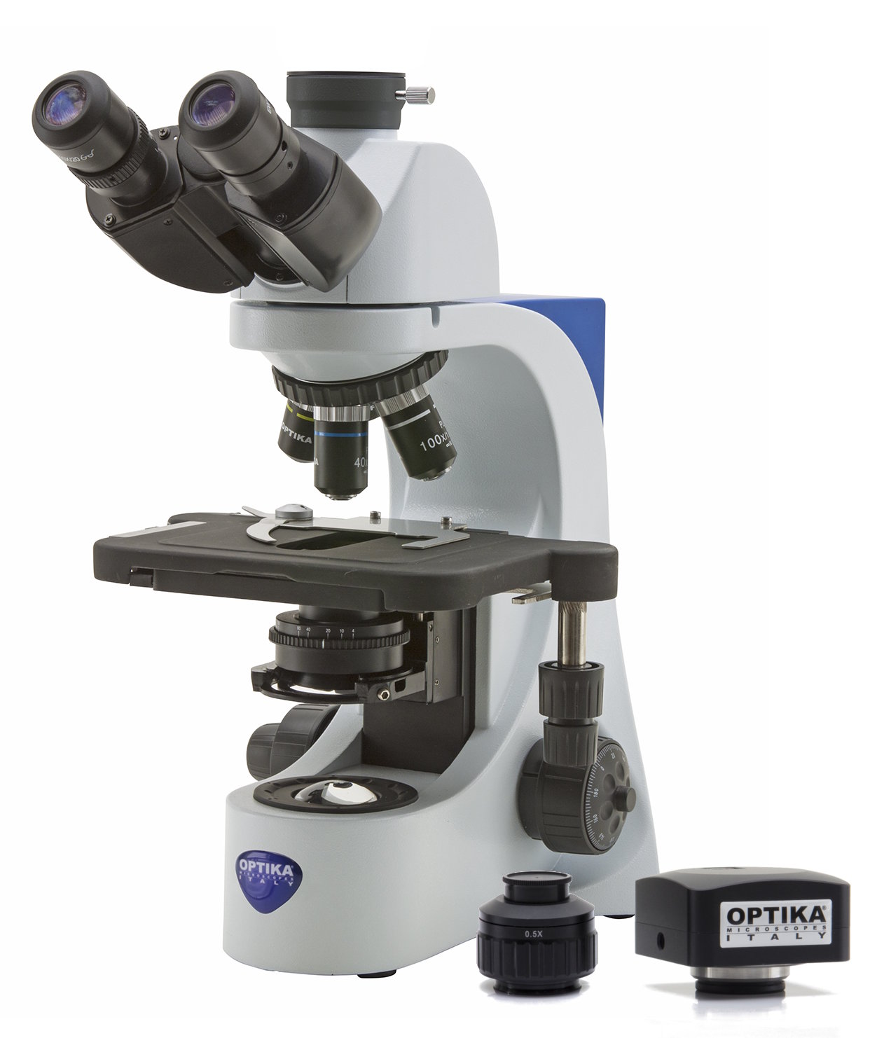 Microscopio Trinocular de Campo Claro con Optica Plana conjugada a infinito, iluminación LED y digitalizador de 10 MPx B-383PLi D10M