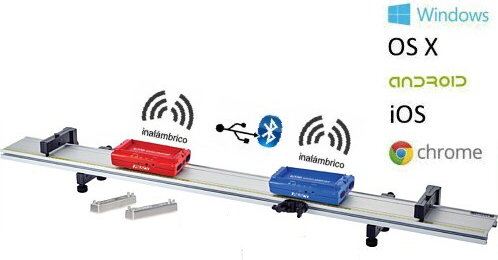 Conjunto Básico para la Enseñanza de Dinámica Lineal con carritos inalámbricos SmartCart y pista metálica de 1,2m ME-5708A