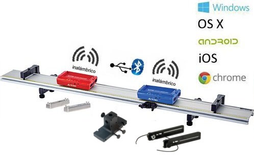 Conjunto Básico para la Enseñanza de Dinámica Lineal con carritos inalámbricos SmartCart y pista metálica de 1,2m ME-5708B