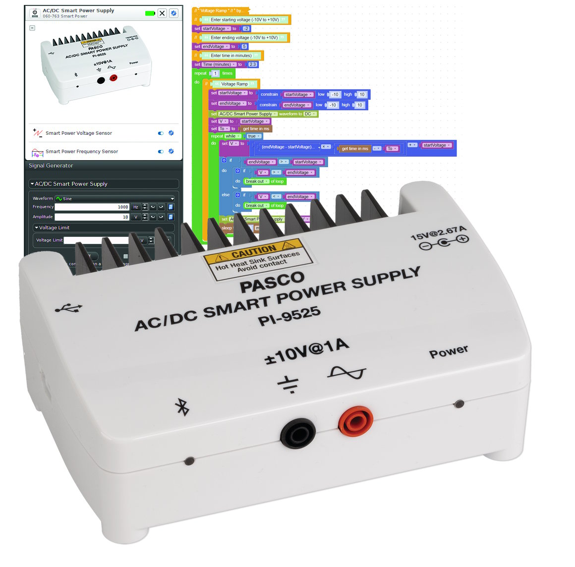 Fuente programable de CC/CA, con comando inalámbrico por Bluetooth PI-9525
