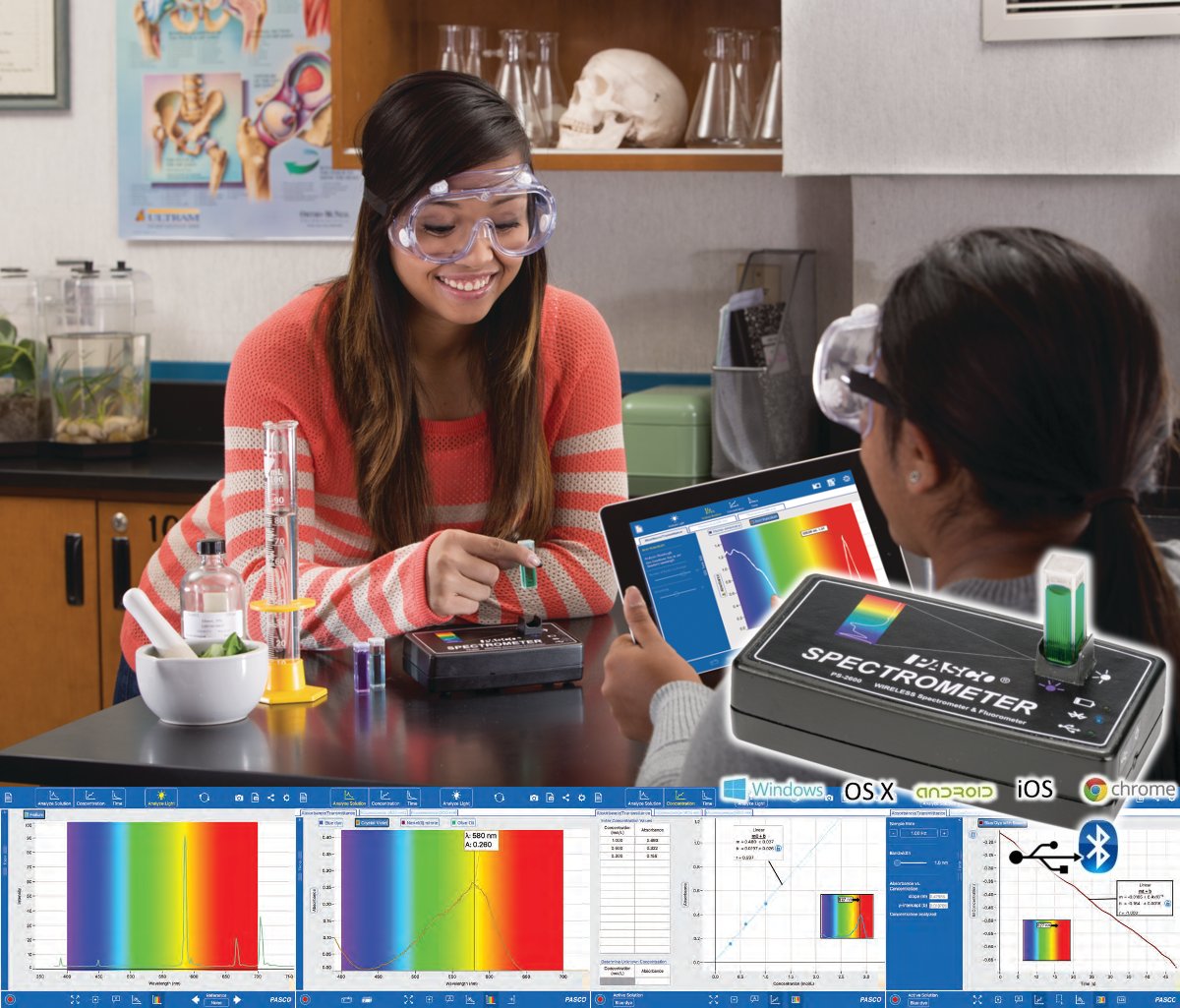 Espectrómetro y espectrofluorómetro VIS con enlace inalámbrico PS-2600A