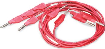 Juego de 5 cables rojos de 75 cm con fichas banana apilables de 4 mm SE-9750