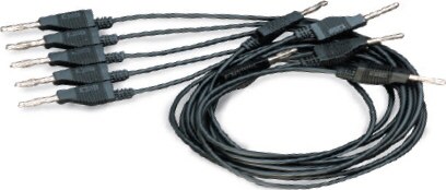 Juego de 5 cables negros de 75 cm con fichas banana apilables de 4 mm SE-9751