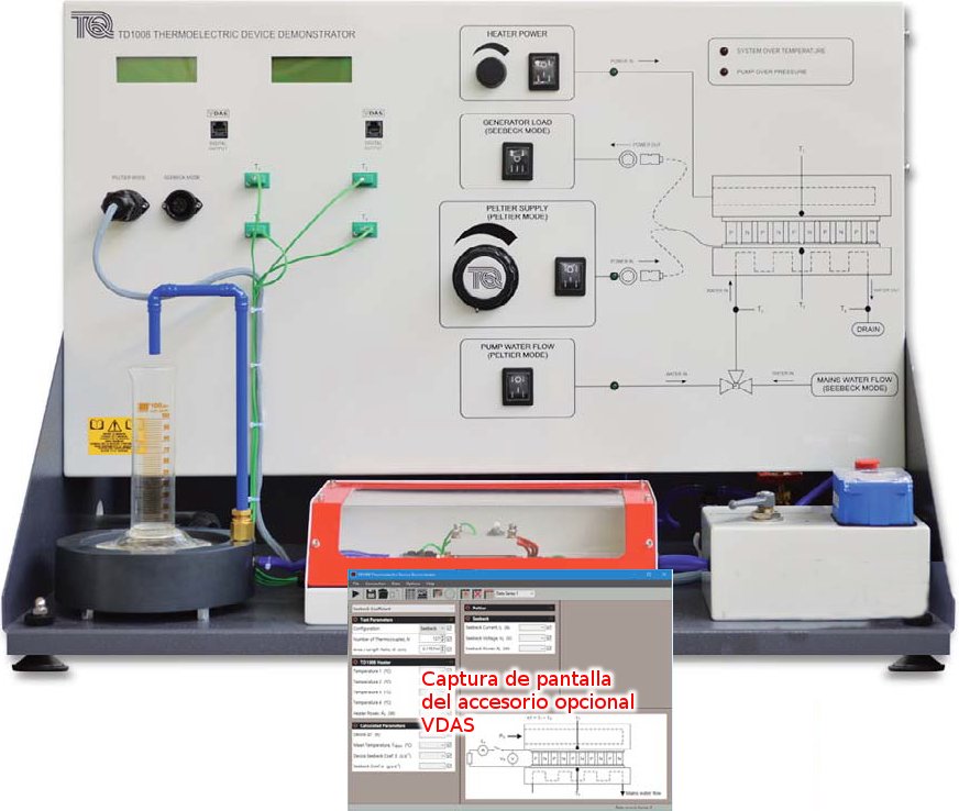 Equipo para estudiar las conversiones termoeléctricas por efectos Peltier y Seebeck TD1008
